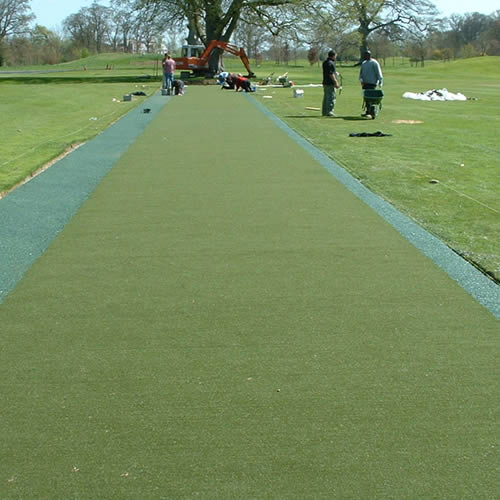Installing a 60m Supatee-line Turf tee line at the Palmer Course, The K Club, Ireland. Ryder Cup venue 2006.